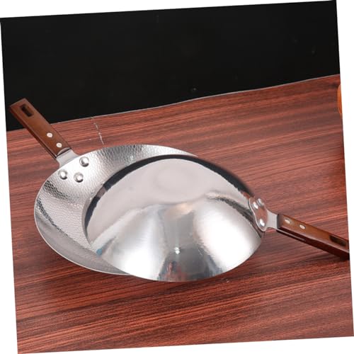 Wok de acero inoxidable con mango de madera antideslizante miniatura 4