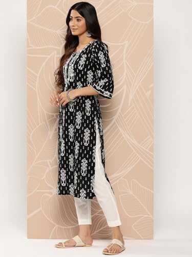 Image of Libas Embroidered Cotton Straight Kurta