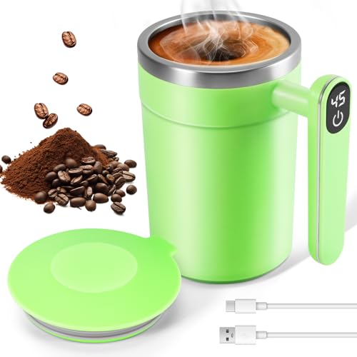 ZONJIE Taza de café autoagitadora, 400 ml, taza de café de acero inoxidable con función de carga USB, asa e indicador de temperatura, taza automática para café, leche y chocolate caliente ZONJIE Taza de café autoagitadora, 400 ml, taza de café de acero inoxidable con función de carga USB, asa e indicador de temperatura, taza automática para café, leche y chocolate caliente