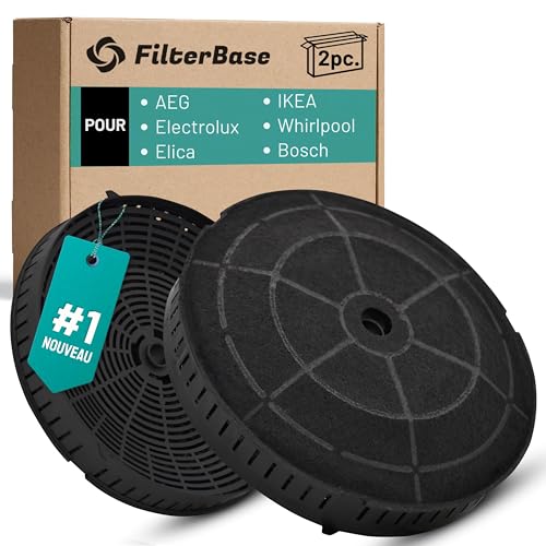 FilterBase® 2 Filtres à charbon actif pour AEG Electrolux 4055171138 4055217501 | Elica CFC0038668 Type 57 CFC0140343 | Ikea NYTTIG FIL 440 | Whirlpool 48400008824 |...