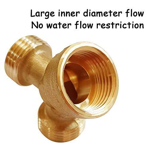 Uenede 2Pcs Garden Hose Splitter Brass 3/4" Ght Thread Heavy Duty 2 Way Y Connector With Washers Garden Hose Adapter For Backyard Water Tap, Outlet, & Spigot #TOP2