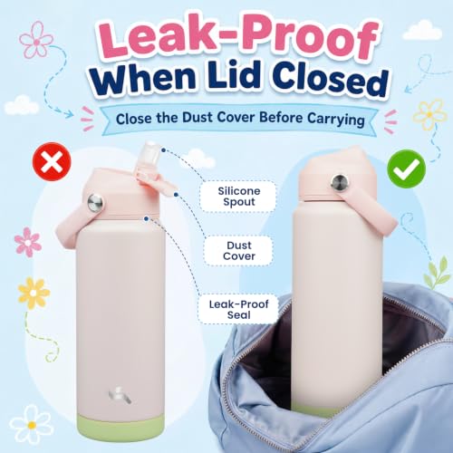 Image of Konokyo 24 oz Insulated Stainless Steel Sports Water Bottle with Straw Lid