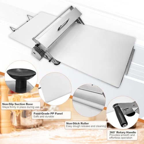 40.9''x15.5" Folding Dough Sheeter with Sheeter Board Stainless Steel Adjustable Manual Dough Sheeter Roller Machine for Croissants Pizza Pie Crust and Pastry by Kartiyer - Image 4