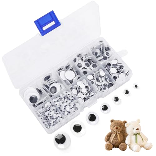 Pence & Moon Collective 600 Pcs Googly Eyes Self Adhesive Googly Eyes with Eyelashes for Crafts Scrapbooking Dolls & DIY Projects (5-18mm)