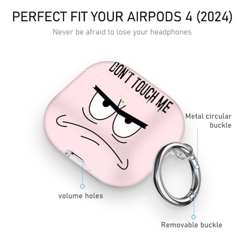Image of for Apple Airpods 4th Generation Case Covers(2024),Don't Touch Me for Airpods 4 Cover with Keychain /Lanyard Soft Cute Shockproof Cover for Women Men Compatible AirPods 4 Case,Pink