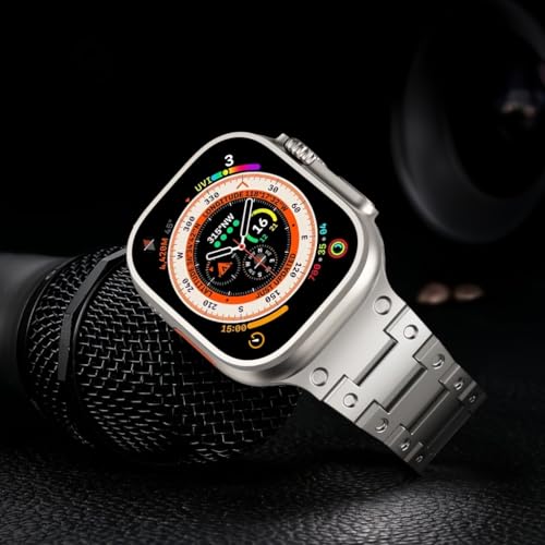 Image of Quickprime 49mm 45mm 44mm 42mm Compatible Apple Watch Strap, Stainless Steel Link Metal Band for iWatch Ultra | Ultra 2 | Series 9 | 8 | 7 | 6 | 5 | 4 | 3 | 2 | 1 | SE & SE2