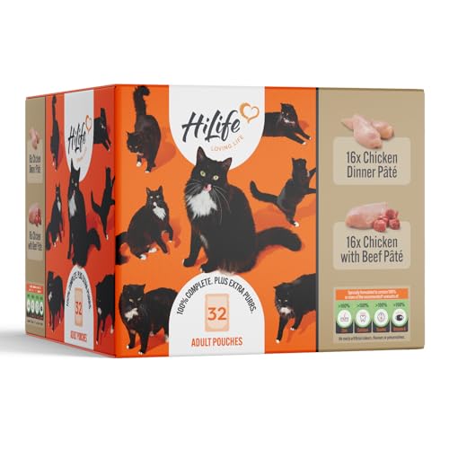 HiLife its only natural - Complete Wet Cat Food - The Big Chicken One in Jelly - 100% Natural Ingredients Grain Free 32 Pouches x 70g