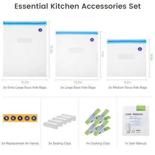 Blitzhome Vacuum Sealer Bags For Food 3 Sizes, 29 Pack Kit With 15Pcs Reusable Sous Vide Bags thumb #5