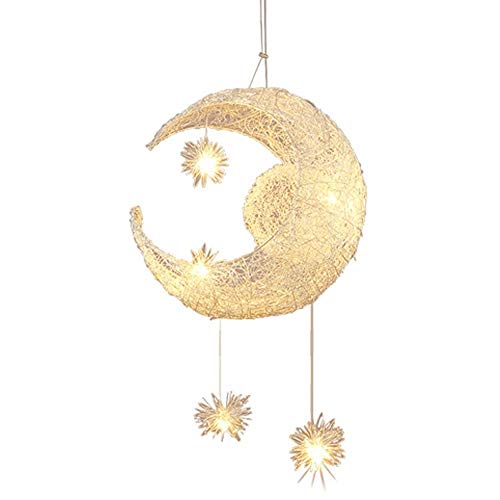 Chandelier moon moderne au design épuré en métal brossé pour plafond de chambre chic