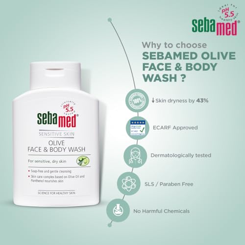 Sebamed Olive Face & Body Wash | Extra mild for sensitive, dry skin | pH5.5| Soap free, Gentle cleansing | Olive oil + Panthenol nourishes skin | SLS & parabens free l... - Image 4
