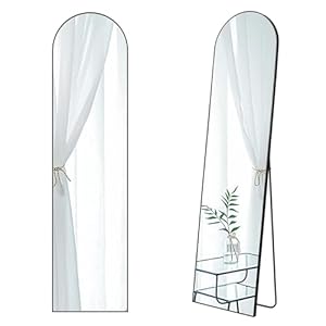 63×16 Mirror Rectangle Full Length Body Door Hanging Wall Mounted Aluminum Alloy Metal Frame HD Glass Dressing Make-up for Bedroom Living Room 63 inch Black