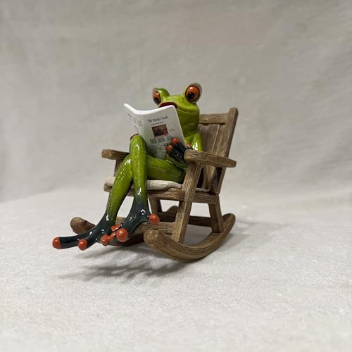 Image of AUGEN Polyresin Frog Newspaper Statue Showpiece for Home Decor Decoration and Gifting (1767F7, 13cm)