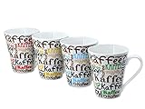 Fischer Bamberg by Retsch Arzberg/Kaffeebecher-Set 4-teilig KAFFEE SCRIPT/Porzellan/dekoriert ca. 300 ml Inhalt/4 Dekore im Set