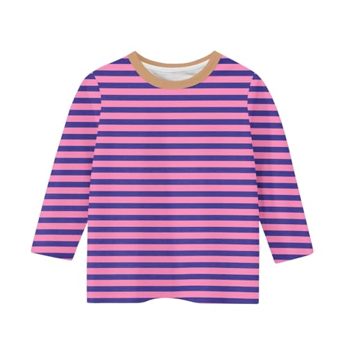 Girls Striped Print 3/4 Sleeve Shirts Summer Trendy Casual Tshirts Loose Fit Lightweight Crewneck Tee Soft Comfy Tops3