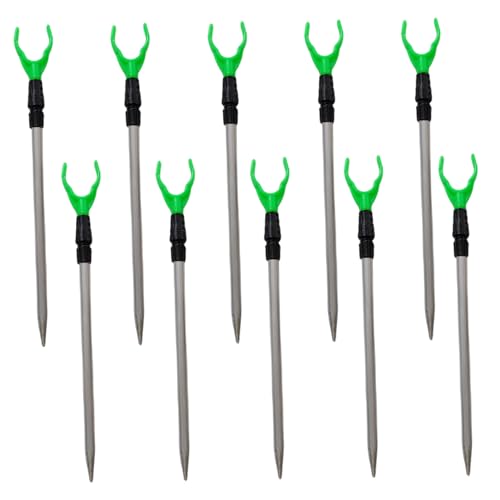 DAGLLGEW Lot de 10 Supports de Canne à pêche 50, 8 cm en Alliage d'aluminium épais avec tête en Y et Piquet pour Canne à pêche au Sol.