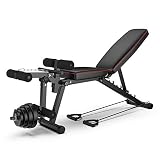 Inicio Entrenamiento Banco De Pesas, Banco Ajustable Pesas Multifuncional Silla De Fitness Cama Abdominales con Curl Femoral De La Pierna De Extensión...