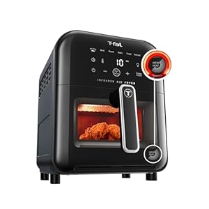 T-fal Infrared Air Fryer: 6 qt Digital Touch Screen, 7-in-1 Cooking Functions, 45-Seconds to reach 750°F on carbon fiber heater surface, No-Shake Technology, Crispy Finish, 1550W, Black T fal Infrared Air Fryer 6 qt Digital Touch Screen 7 in 1 Cooking Functions 45 Seconds to reach 750F on carbon fiber heater surface No Shake Technology Crispy Finish 1550W Black