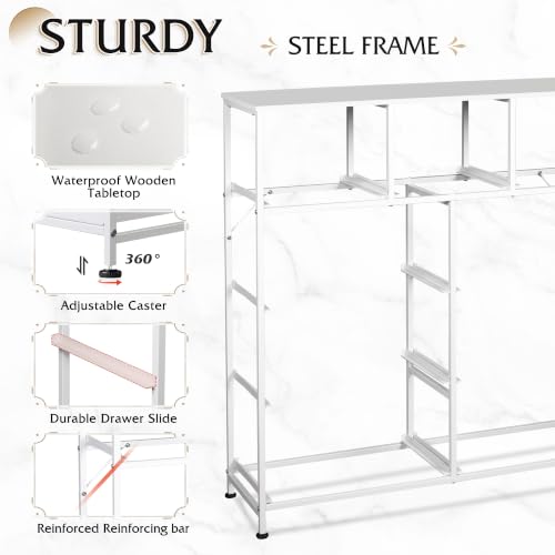 Image of WLIVE 9-Drawer Dresser, Fabric Storage Tower for Bedroom, Hallway, Closet, Tall Chest Organizer Unit for Bedroom with Fabric Bins, Steel Frame, Wood Top, Easy Pull Handle, White