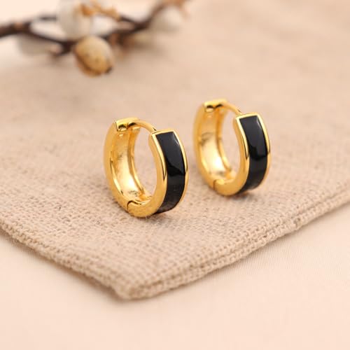 Sonateomber Dainty Small Gold Huggie Hoop Earrings for Women, Simple 14K Gold Plated Enamel Hypoallergenic Earings Everyday Fashion Jewelry Gift4