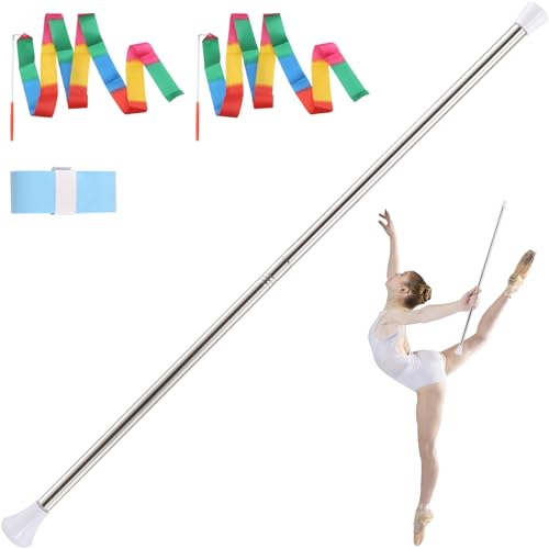 Quynhni 29 inch Twirling Baton Baton Twirling for Teen and Kids Stainless Steel Material with 2 Dance Ribbons & Anti-Slip Strip Batons for Beginner White