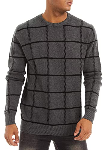 Magcomsen Winter Thermal Sweater Men Soft Cotton Pullover Men Slim Fit Sweaters Mens Fashion Knitted Sweater Long Sleeve Crewneck Men Fall Leisure Sweaters Dark Grey #TOP2