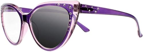 Gafas de sol bifocales fotocromáticas de transición con diamantes de imitación de ojo de gato para mujer