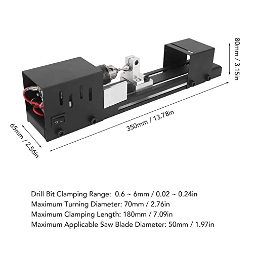 Fockety Mini Torno de Madera, Torno de Madera Ajustable de 7 Velocidades, Herramienta de Torno de Metal de 8000RPM para Cuentas, Joyería, Artesanías, para Hoja de Sierra de 50mm/1.97in