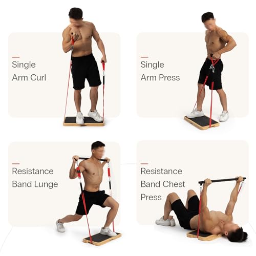 Image of StrongTek Resistance Band Training Platform, Heavy-Duty Bamboo /Wood Board for Safe & Stable Resistance Workouts, Non-Slip, 1000 lbs Capacity for Arms, Shoulders, Core, Back & Legs