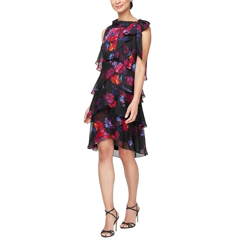 Image of S.L. Fashions Womens Tiered Cocktail Party Dress, Wedding Guest Gown (Petite and Regular Sizes)