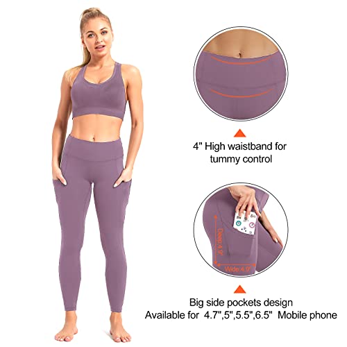 Sp3Lops Yoga Pants With Pockets For Women High Waisted Tummy Control Women's Buttery Soft Yoga Workout Leggings Running Pants Lilac Pink #TOP2