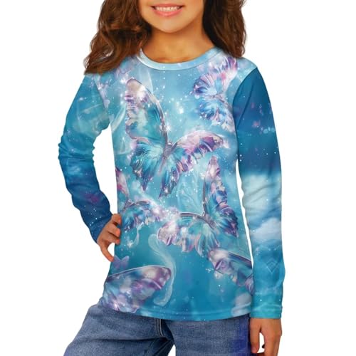Image of Girls Basic Tee Shirts Outdoor Long Sleeve Shirt Winter Clothes Size 3-16 Top Fall Clothes Gift for Holiday