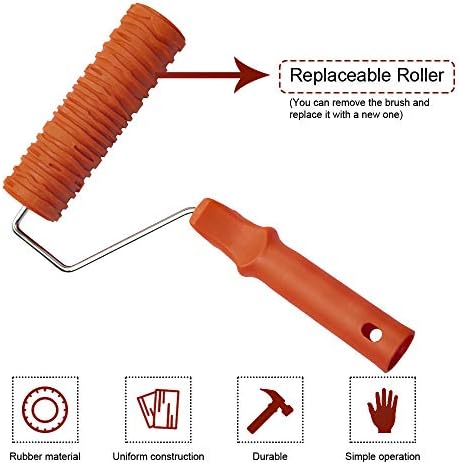 7" Wood Pattern Painting Roller, MODOWEY Decorative Art Rubber Texture Roller, Wood Graining Knurling Tool Set for Wall Decoration (Style A)