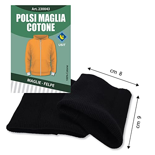 Miniatura 2 de Usit, Puños Para Ropa En Algodón, 8x9 Cm, Ideales Para Reparar Jerseys Y Sudaderas, 1 Par, Negro