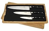 Laguiole en Aubrac Kochmesser Küchenmesser Set 3-teilig - Griff Ebenholz - Geschmiedete Qualität