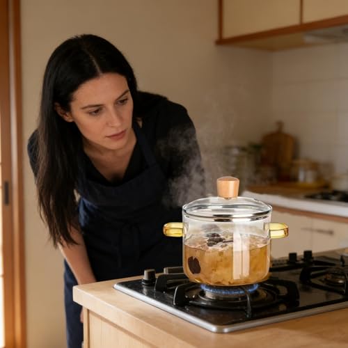 Olla de vidrio resistente al calor con diseño minimalista para cocina 3