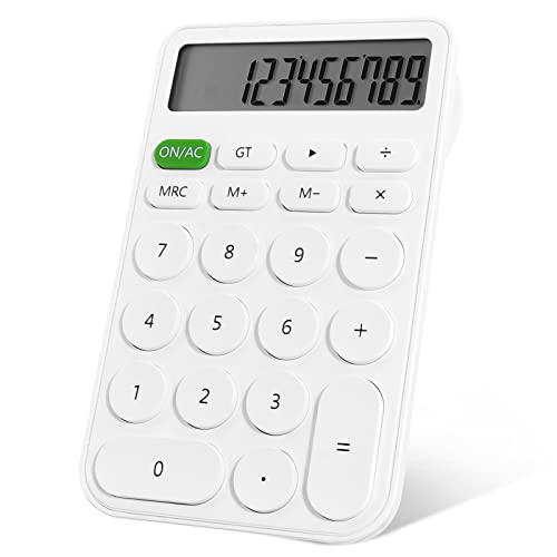 EooCoo Desktop Calculator for Students,12-Digit LCD Display Basic Desk Pocket Calculators for School Office Home,White