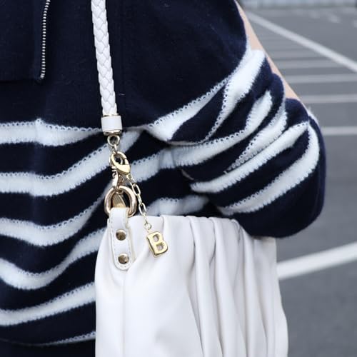 COTATI Gold Plated Bubble Letter Keychain for Women Initial Monogram Pendant Charm Keychains for Bag Handbags Purse