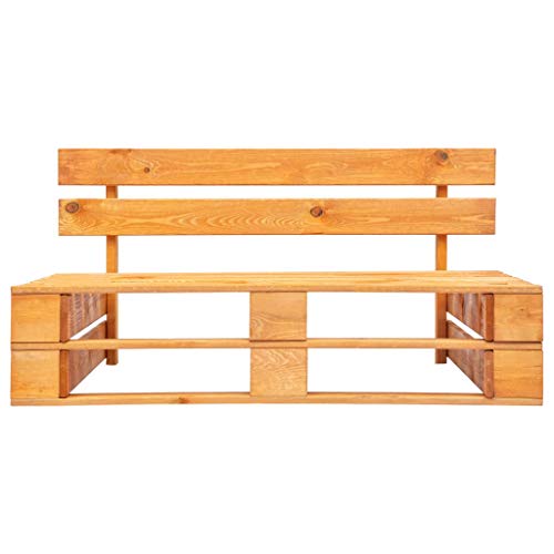 Sofá de palés para balcón y terraza de madera resistente marrón miel 4
