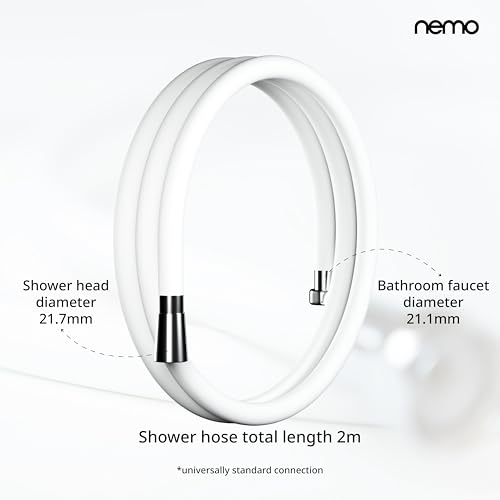 Image of NEMO Shower Hose | Made in South Korea | 2 Metre | Kink-Free | 360 Swivel | 5-layer antibacterial PVC for flexible, hygienic use, with a minimalist Korean white-metal design