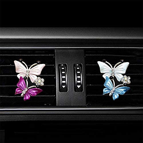 Car Air Fresheners Vent Clips For Women, Cute Dual Butterfly Diamond Rhinestone Air Freshener Vent Clip Sparkly Bling Car Accessories For Women #TOP4