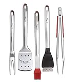 Jim Beam JB0156 Soft Grip Handle Grilling Tools Set (5-Piece), Silver