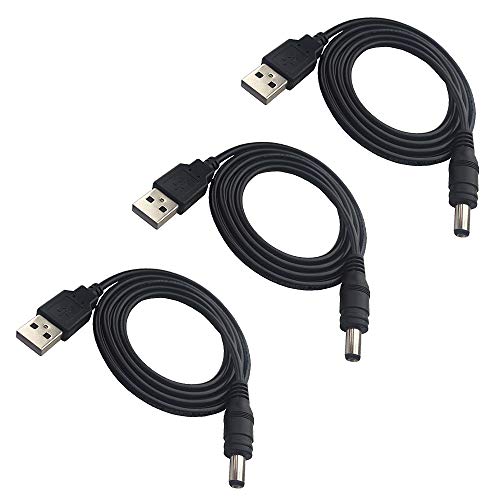 Dzydzr 3Pcs Extension Cable Usb To Dc Cable - 5V Usb 2.0 Port Male To Dc 5V Male 5.5Mm X 2.5Mm Power Cord Black 100Cm(3.3Ft) #TOP12