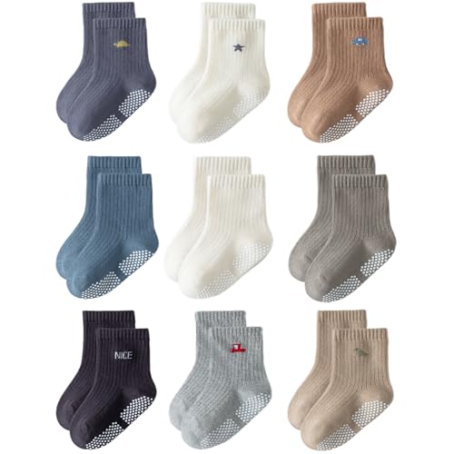 EUFANCE Toddler Grip Socks Non Slip Crew Socks Socks for Baby Boys Girls