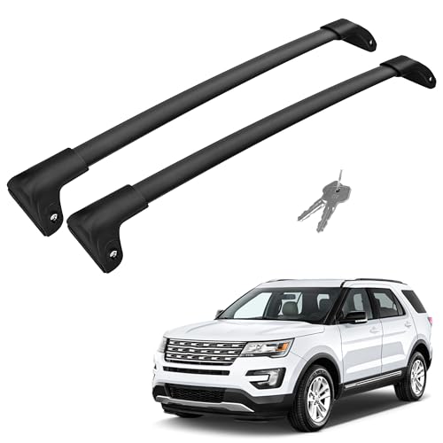Flycle ROOF RACK CROSSBAR S Fit Explorer 2016-2019 220Lbs Car Roof Racks Cross Bars With Anti-Theft Lock Luggage Kayaks Bicycles Snowboard Canoe Carrier Cargo Bag cover