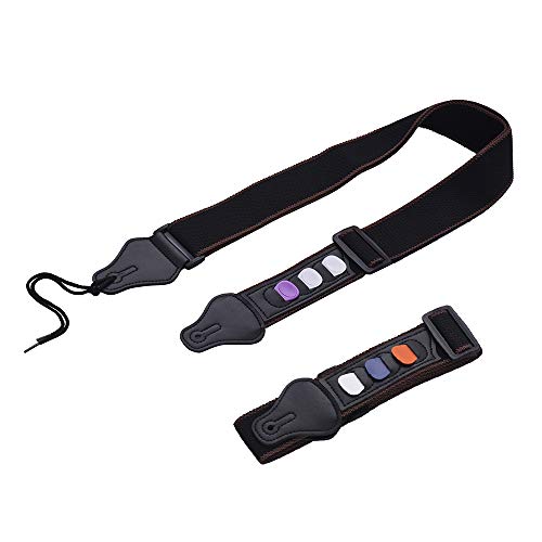 KKmoon 2 pçs/pacote Ajustável Alça de Ombro Da Guitarra de Microfibra + Algodão Cinto de Couro Sinté