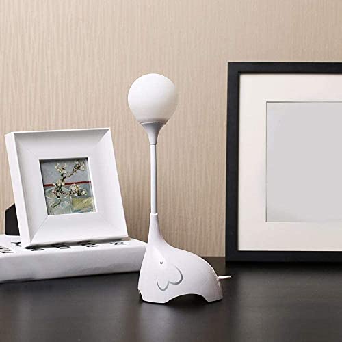 Lampe de bureau LED éléphant blanche tactile et pliable avec port USB