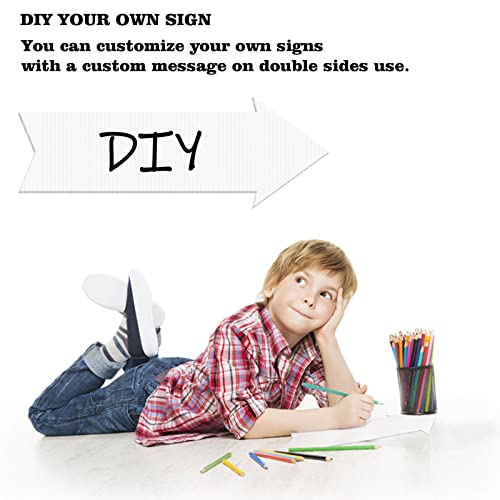 8 Pcs Blank Arrow Yard Signs With Stakes, White Wedding Directional Yard Sign Arrow Party This Way Signs For Weddings, Birthday Party, Guidepost Decorations #TOP2