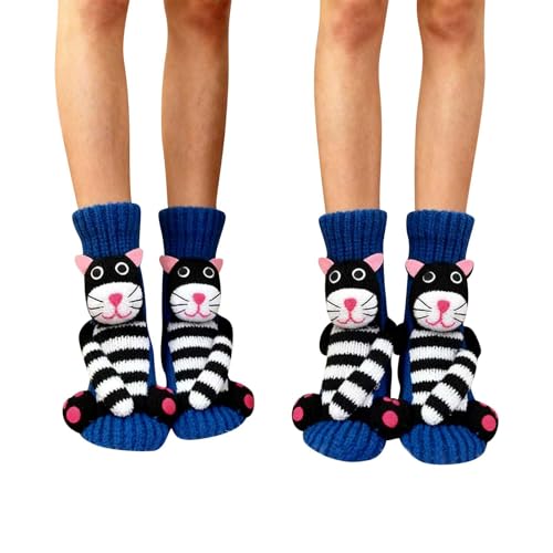 3D Knitted Socks for Women Cute Animals Anti Slip Thermal Socks for Christmas Fashion Cozy Thickened Slipper Sock