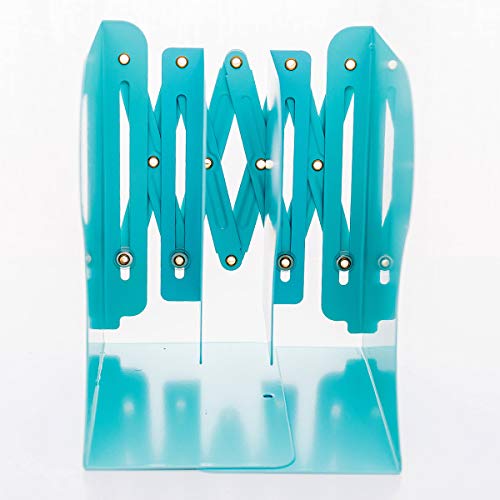 Citmage Adjustable Bookend Metal Dinosaur Pattern Bookends Non-Skid Heavy Duty Book Holder Stand Hold Books,Magazines,Cookbooks(5.7''x3.9''x7.4'')(Blue)