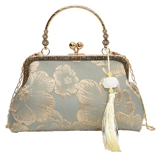 Vintage Kiss Lock Purse Women Top Handle Evening Clutch Floral